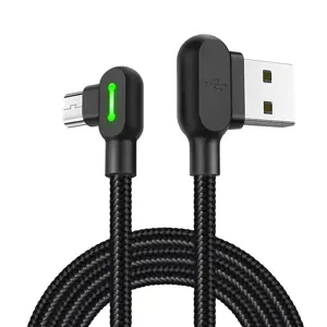 USB-Mikro USB kampinis kabelis Mcdodo CA-5280 LED, 3 m (juodas)
