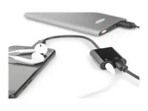 ASSMANN USB Type-C Splitter cable type C - 3.5mm+type C M/F/F 0.2m Gen2 5A 10GB Vers. 3.1 CE bl Version 3.1 CE bl