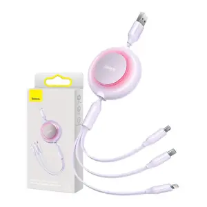 Baseus Bright Mirror 2 3in1 USB Type A cable - micro USB + Lightning + USB Type C 3.5A 1.1m purple …