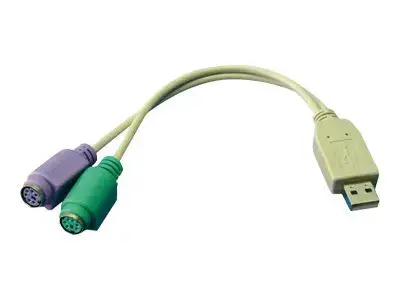 "Logilink" USB ir PS/2 x2 adapteris : 2x Mini DIN 6 kontaktų FM, USB M
