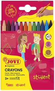 Vaškinės kreidelės JOVI Plasticolor, 12 spalvų