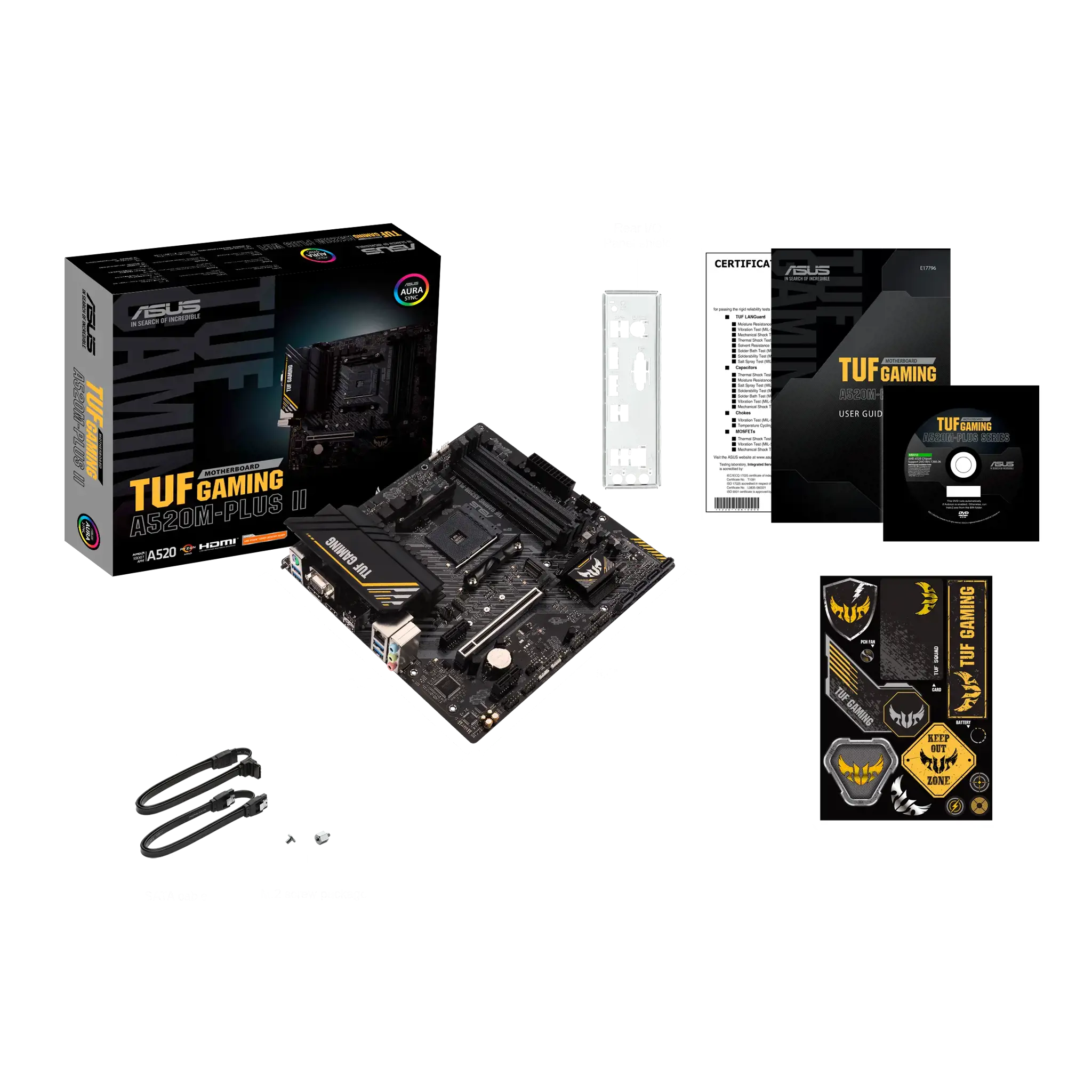 ASUS TUF GAMING A520M-PLUS II, AMD, "Socket AM4", "AMD Ryzen™ 3", "AMD Ryzen™ 5", "AMD Ryzen™ 7", 3 kartos "AMD Ryzen™ 9", 5 kartos "AMD Ryzen 9", "Socket AM4", DDR4-SDRAM, 128 GB