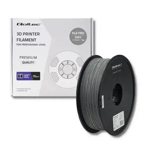 QOLTEC Professional 3D spausdinimo gija PLA PRO 1,75 mm 1 kg pilka