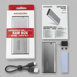 AXAGON EEM2-SG2 USB-C 3.2 Gen 2 - M.2 NVMe / SATA SSD 30-80 mm ALU dėžutė