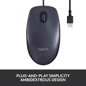 "Logitech" pelė M100, dvipusė, optinė, A tipo USB, 1000 DPI, pilka
