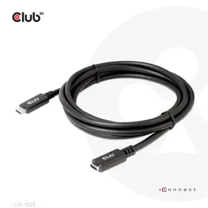 CLUB3D USB Gen1 Type-C Extension Cable 5Gbps 60W(20V/3A) 4K60Hz M/F 2m/6.56ft, 2 m