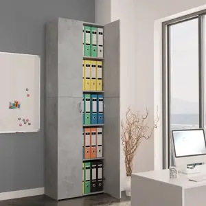 Biuro spintelė, betono pilka, 60x32x190cm, apdirbta mediena
