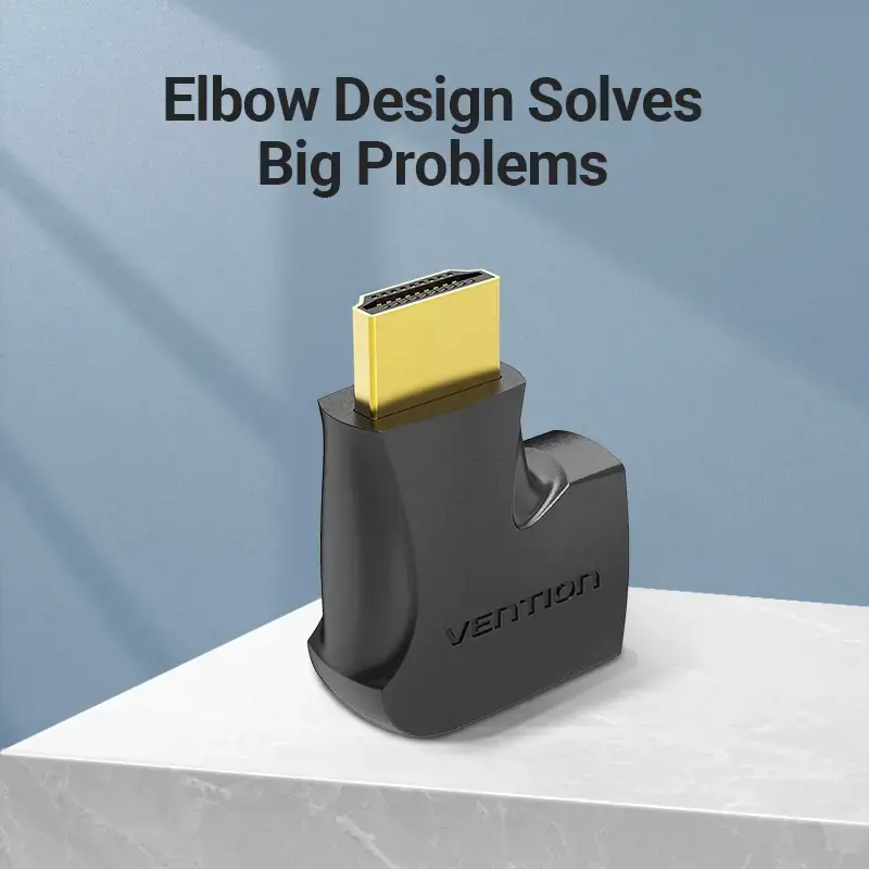 "Vention" HDMI 270 laipsnių vertikalus plokščias adapteris iš vyriškos į moterišką, juodas, HDMI, HDMI, juodas