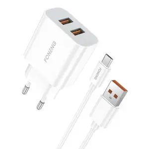 2x USB tinklo įkroviklis Foneng EU45 + USB Micro kabelis