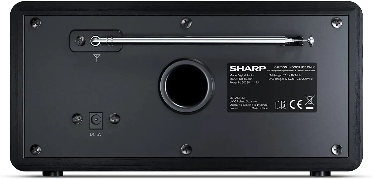 Sharp DR-450, asmeninis, skaitmeninis, DAB, DAB+, FM, 87,5 - 108 MHz, 174,928 - 239,2 MHz, 3 W