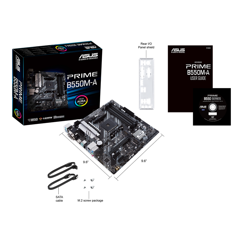 ASUS PRIME B550M-A, AMD, "Socket AM4", 3 kartos "AMD Ryzen™ 3", 3 kartos "AMD Ryzen 5", 3 kartos "AMD Ryzen™ 7", 3 kartos..., DDR4-SDRAM, 128 GB, DIMM