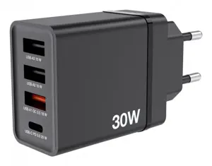 Verbatim 49700 USB Įkroviklis 30W 4-Port USB-A, USB-C, EU Plug, Juoda