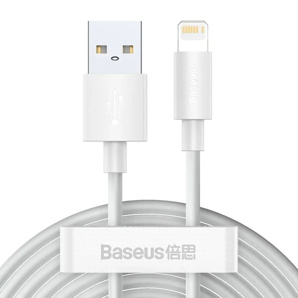 "Baseus" kabelių rinkinys (USB - Lightining 2 vnt.). greitas įkrovimas 1,5 m (baltas)