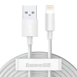 "Baseus" kabelių rinkinys (USB - Lightining 2 vnt.). greitas įkrovimas 1,5 m (baltas)