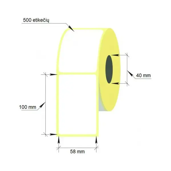Lipnios termo etiketės 58x100mm D40 500 vnt.