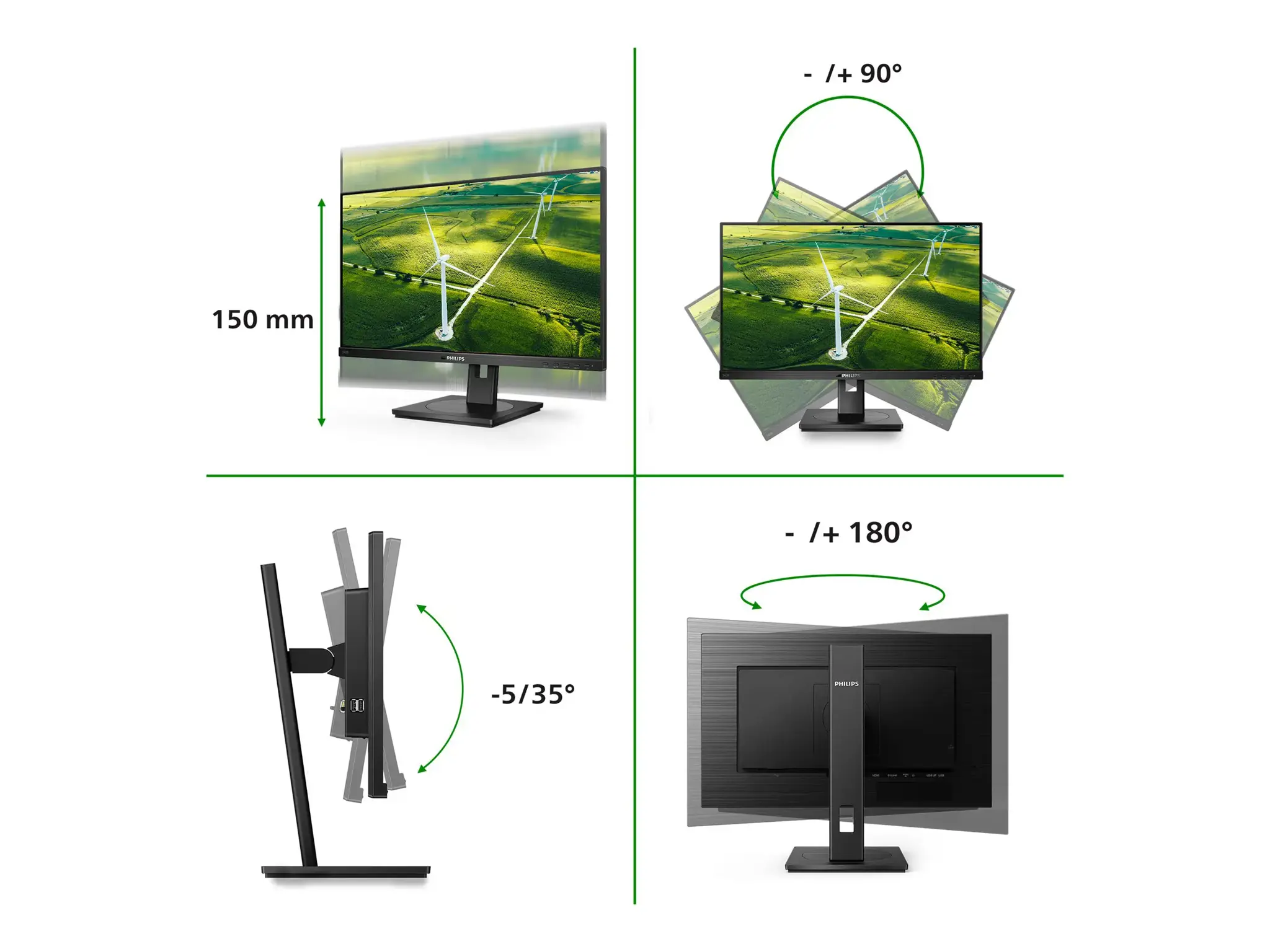 Monitorius PHILIPS 272B1G/00 27inch 1920x1080 IPS Flat H/A 150 MM Pivot ECO FRIENDLY SUPER ENERGY EFFICIENT DESIGN USB HUB SPEAKERS