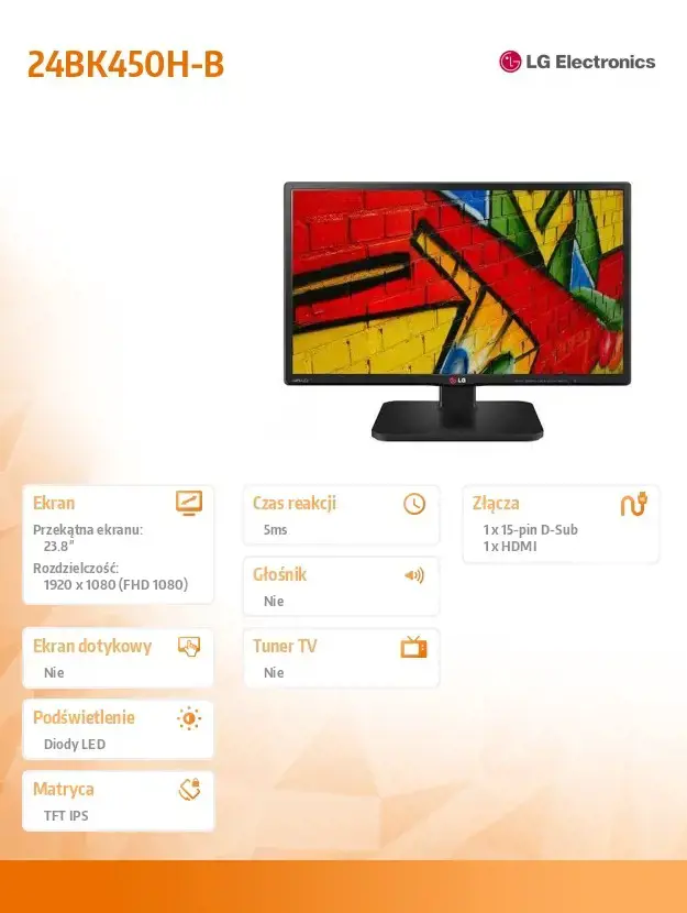 Monitorius LCD Monitor|LG|24BK450H-B|23.8"|Panel IPS|1920x1080|16:9|5 ms|Colour Black|24BK450H-B