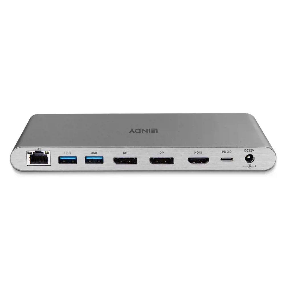 "Lindy DST-Pro 5K", laidinis, USB 3.2 Gen 1 (3.1 Gen 1) Type-C, 100 W, 10,100,1000 Mbit/s, sidabrinis, "MicroSD" (TransFlash), SD