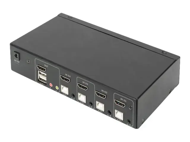 DIGITUS KVM perjungiklis 2x1 HDMI 4 prievadai su vienu ekranu 4K/30Hz FreeSync
