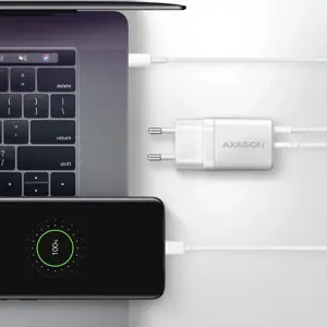 "Axagon Sil" sieninis įkroviklis su 2 prievadais (USB-A + USB-C), PD3.0/QC4+/PPS/AFC/Apple. 30 W bendra galia.