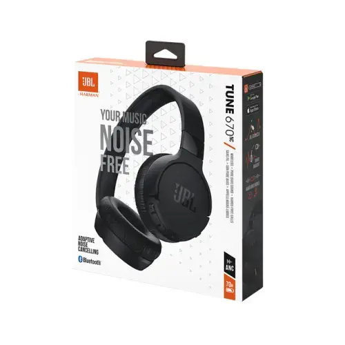 JBL belaidės ausinės Tune 670NC, juodos spalvos