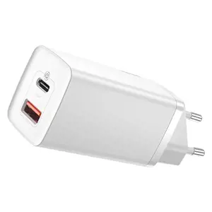 "Baseus GaN2 Lite" greitasis kelioninis įkroviklis USB+C 65W EU White (baltas)
