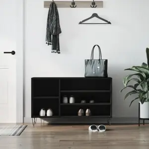 Spintelė batams, juodos spalvos, 102x36x60cm, apdirbta mediena