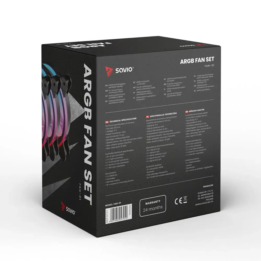 Dzesētājs Savio Kit Of 4 x 120mm PC ARGB Fans