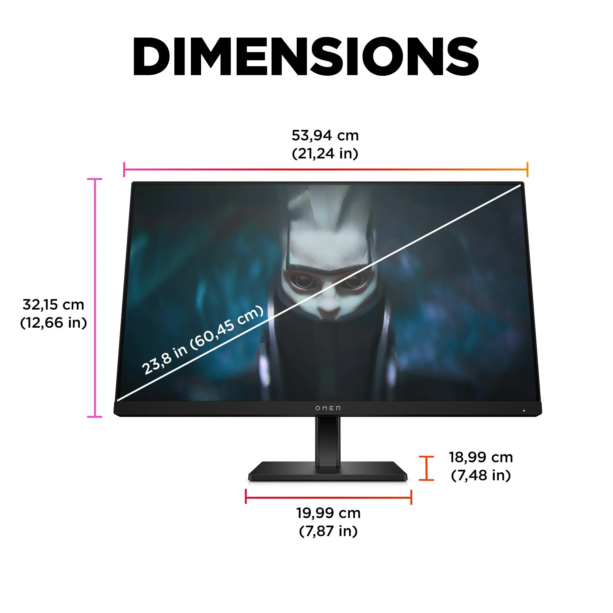 HP 780D9E9, 60,5 cm (23,8"), 1920 x 1080 taškų, "Full HD", 1 ms, juoda