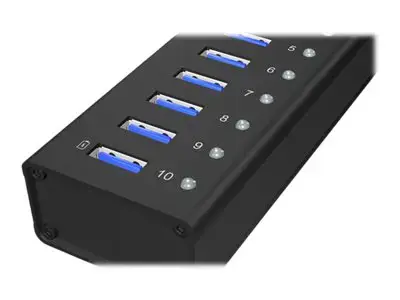 ICYBOX IB-AC6110 IcyBox 10 x USB 3.0 prievadų koncentratorius su USB įkrovimo prievadu, juodas