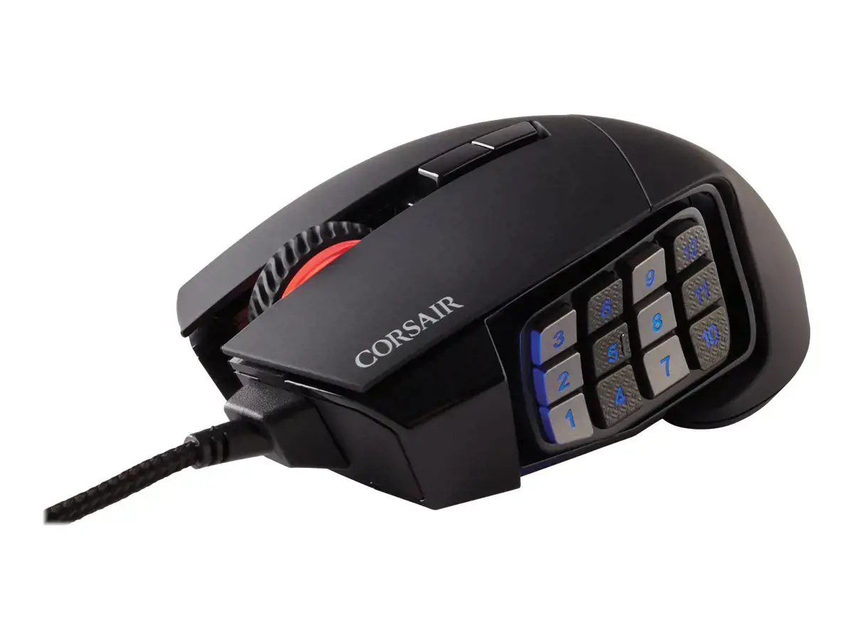 CORSAIR SCIMITAR RGB ELITE MOBA/MMO žaidimų pelė juodos spalvos su RGB LED apšvietimu 18000 DPI optinė (ES)