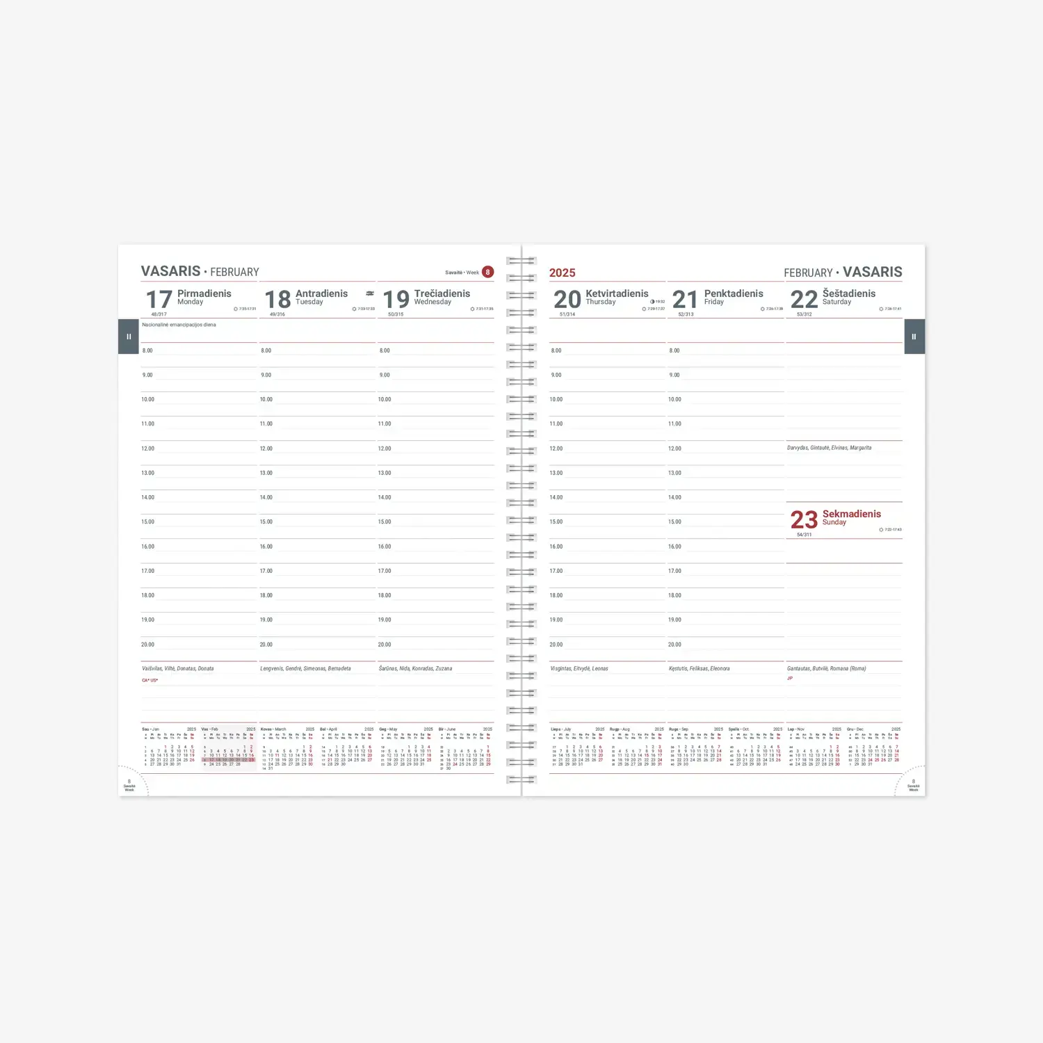Kalendorius FUTURA Spirex 2025, A4, PU, tamsiai žalia