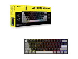 CORSAIR CLIPPER PRO MINI 60 Hall Effect Gaming Keyboard, Backlit RGB LED, CORSAIR MGX Core, Black P…