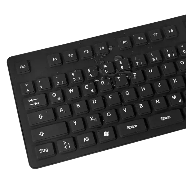 "Logilink" lanksti vandeniui atspari klaviatūra USB + PS/2 ID0019A Laidinė, USB A tipo vyriška, vokiška (QWERTZ), juoda