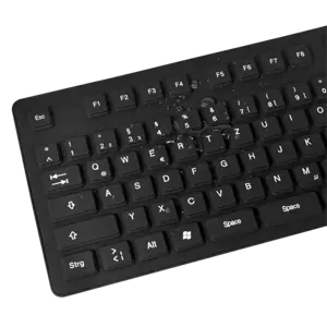 "Logilink" lanksti vandeniui atspari klaviatūra USB + PS/2 ID0019A Laidinė, USB A tipo vyriška, vokiška (QWERTZ), juoda