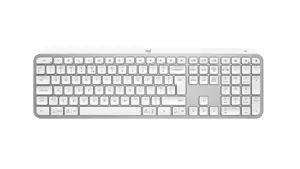 "Logitech MX Keys S", pilno dydžio (100 %), RF belaidis + "Bluetooth", žirklinis klavišų jungiklis, QWERTY, LED, aliuminis, baltas