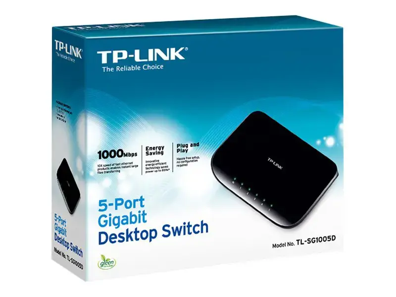 "TP-Link" 5 prievadų gigabitinio stalinio tinklo komutatorius, nevaldomas, Gigabit Ethernet (10/100/1000), dvipusis duomenų perdavimas