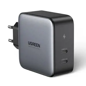 Ugreen travel wall charger 2x USB Type C 100W Power Delivery gray (50327)