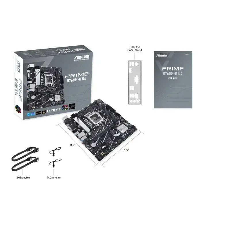 ASUS PRIME B760M-K D4, "Intel", LGA 1700, "Intel® Celeron®", "Intel® Core™ i3", "Intel® Core™ i5", "Intel® Core™ i7", "Intel® Core™ i9",..., LGA 1700, DDR4-SDRAM, 64 GB