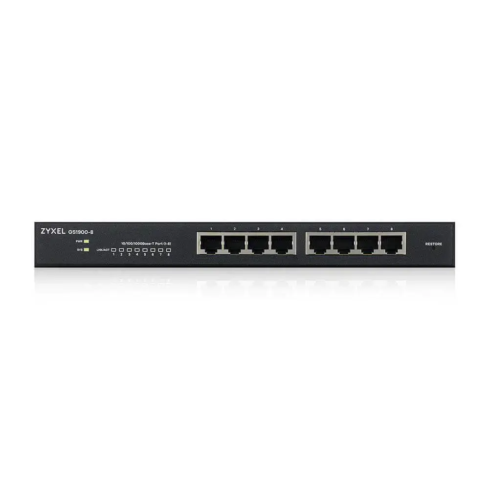 Zyxel GS1900-8, valdomas, L2, Gigabit Ethernet (10/100/1000), dvipusis, montuojamas į stovą