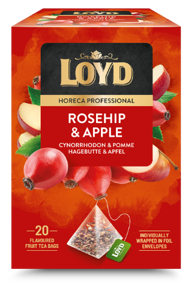 Vaisinės arbatos gėrimas LOYD HORECA erškėtrožių ir obuolių skonio, piramidės, 20 x 2g