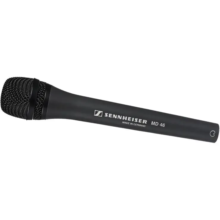 SENNHEISER MD 46 ENG MICROPHONE, DYNAMIC, CARDIOID, ELASTIC CAPSULE MOUNT, 3-PIN XLR-M, BLACK