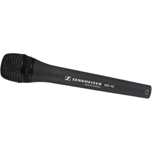 SENNHEISER MD 46 ENG MICROPHONE, DYNAMIC, CARDIOID, ELASTIC CAPSULE MOUNT, 3-PIN XLR-M, BLACK
