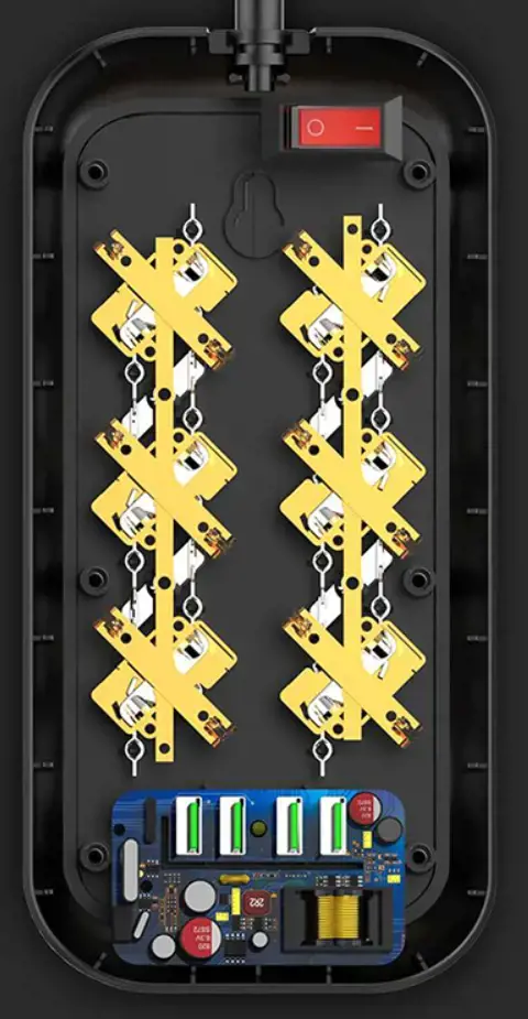 "ColorWay" maitinimo lizdas CW-CHE64B Juodas, 4xUSB, 2 m, 250 V, 6 euro lizdai, 17 W