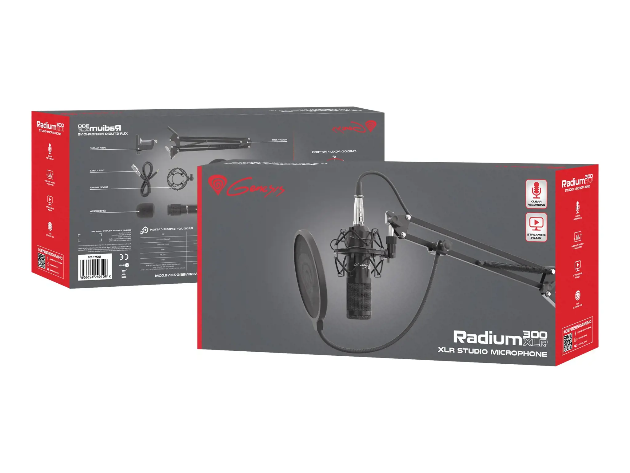 "NATEC Genesis" mikrofonas "Radium 300" studijinis XLR rankos popfilteris