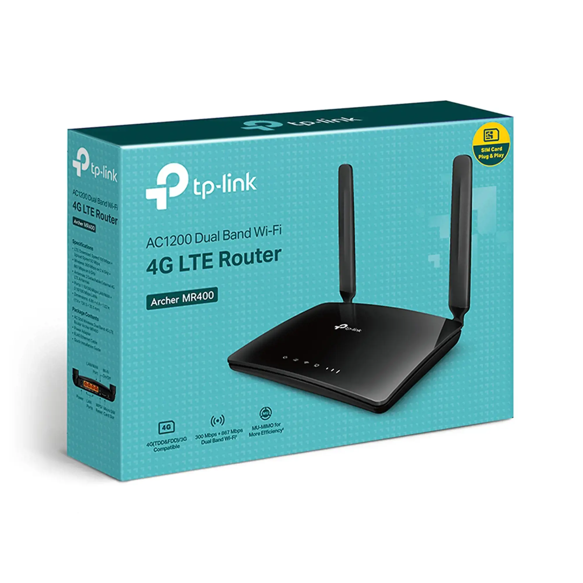 TP-LINK AC1350 belaidis dviejų dažnių 4G LTE maršrutizatorius su integruotu 4G LTE modemu palaiko LTE-FDD/LTE-TDD/DC-HSPA+/HSPA+/HSPA/UMTS/EDGE/GPRS/GSM