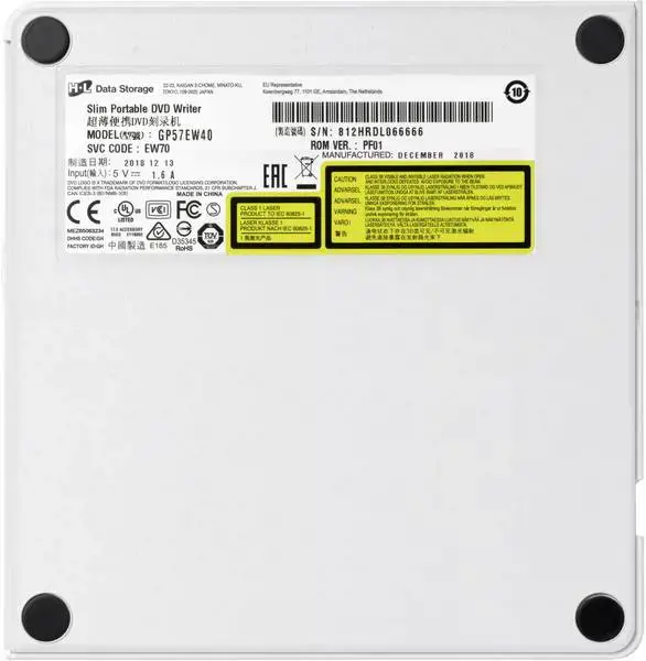 "Hitachi-LG Slim" nešiojamasis DVD įrašymo įrenginys, sidabrinės spalvos, dėklas, stalinis / nešiojamasis kompiuteris, DVD±RW, USB 2.0, 60000 h