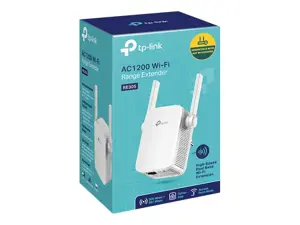 "TP-Link AC1200 Mesh Wi-Fi Range Extender", tinklo siųstuvas, 867 Mbit/s, 10 100 Mbit/s, Windows 10, Windows 7, Windows 8, Windows 8.1, Windows 98SE, Windows NT, Windows XP, MacOS, vidinis