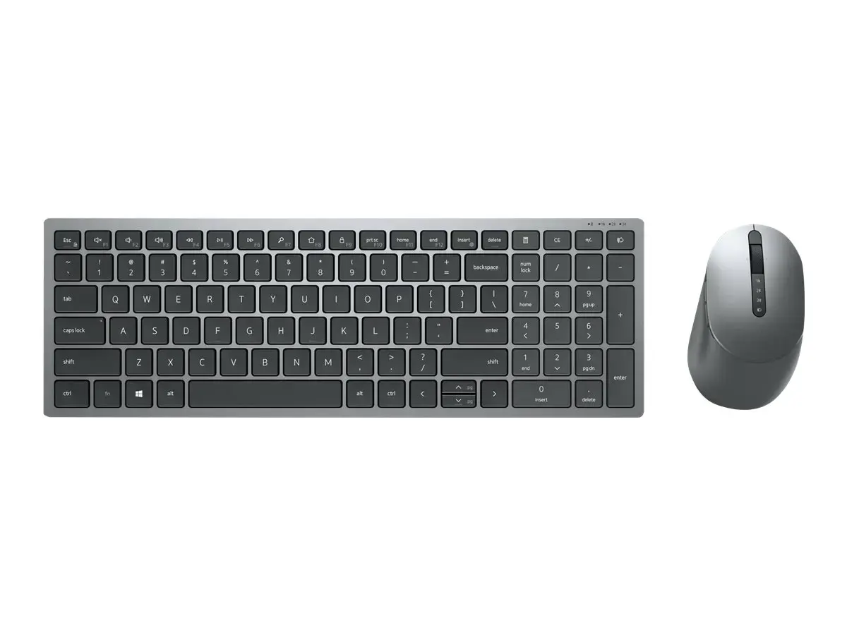 DELL KM7120W, pilno dydžio (100%), RF belaidis + "Bluetooth", QWERTY, pilka, titano spalvos, pelė pridedama