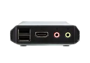 ATEN 2 prievadų USB 4K HDMI kabelinis KVM jungiklis su nuotoliniu prievadų parinkikliu, 4096 x 2160 taškų, 4K Ultra HD, 3,47 W, juodas